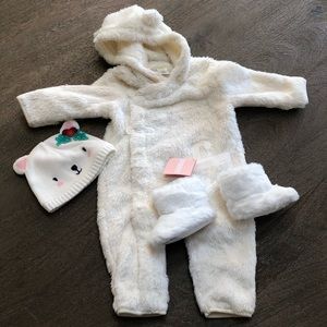 GYMBOREE Baby Girl Cream Fleece 3pc Set 6-12mo